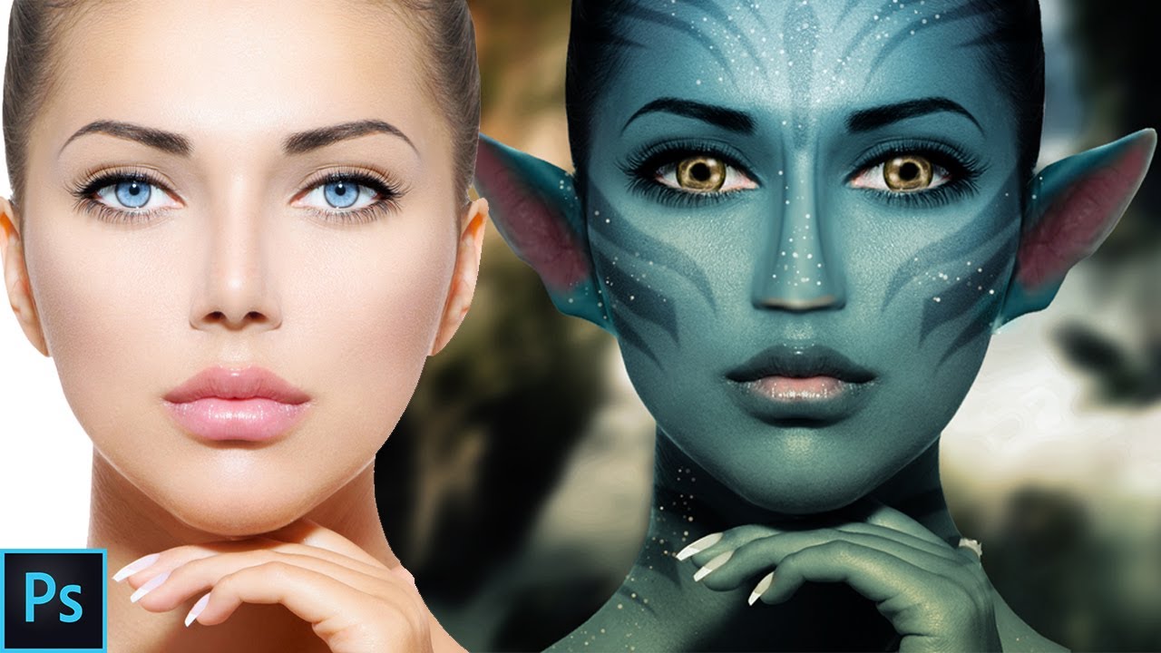 How to make AVATAR effect on face - Photoshop Tutorial
