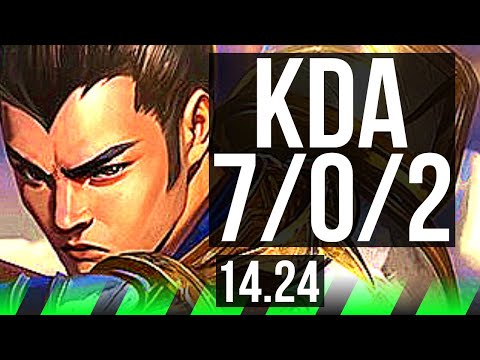 XIN ZHAO vs TALIYAH (JGL) | 7/0/2, Godlike | KR Diamond | 14.24