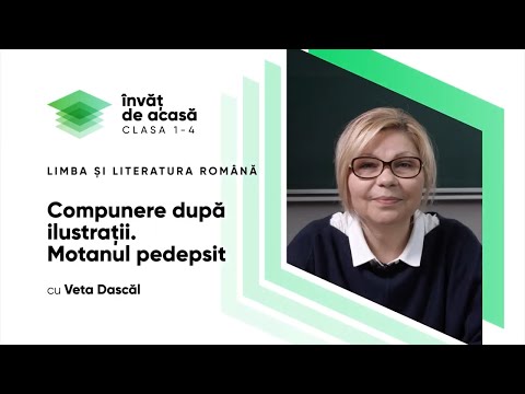 Limba și literatura română; cl. a II-a, "Compunere după ilustrații  Motanul pedepsit"