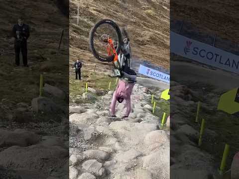 Downhill or Slopestyle at Fort William 🤣 (he’s totally fine) #mtb #mountainbike #bike #dh