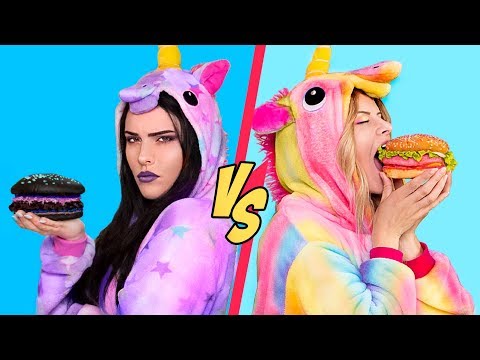 Good Unicorn Food vs Bad Unicorn Food Challenge! / 11 Rainbow Recipes