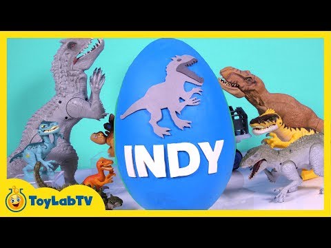 HUGE Jurassic World Play Doh Surprise Egg with Indominus Rex, T-Rex, Surprise Toys & Dino Fossil Kit