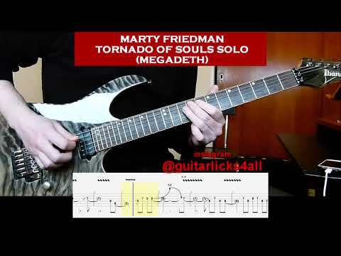 @GUITARLICKS4ALL - TORNADO OF SOULS SOLO fast/slow with tab- Marty friedman/megadeth