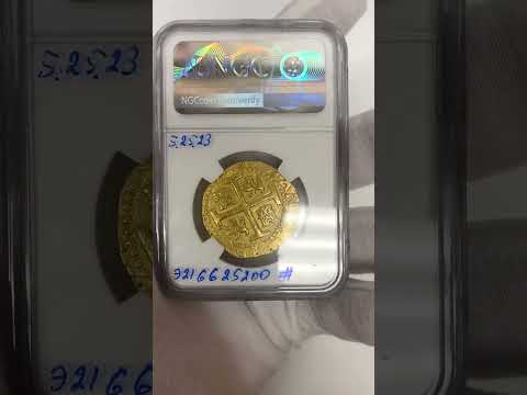 PERU 1712L 8 ESCUDOS NGC UNC DETAILS PIRATE GOLD COINS video