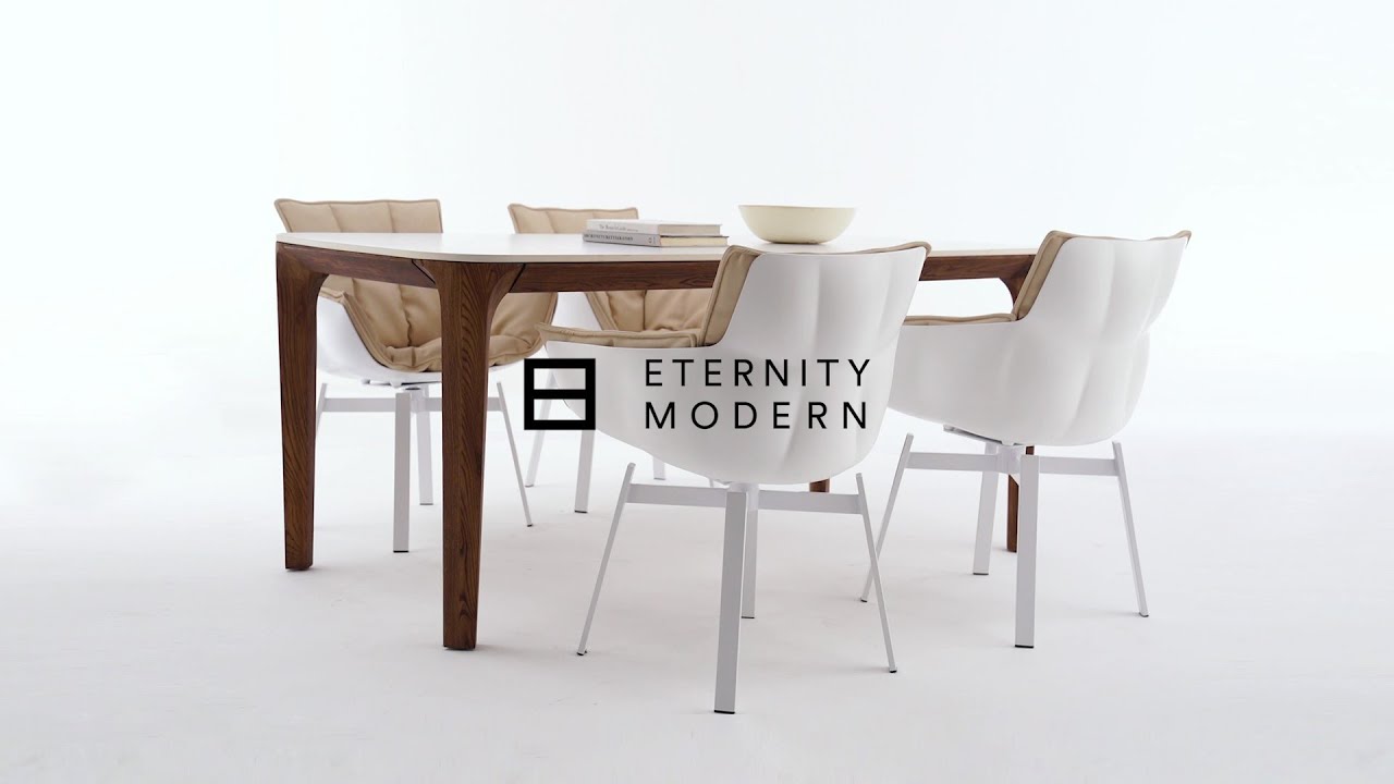 Myko Modern Rectangular Sintered Stone Dining Table - White | Mid Century Modern Furniture