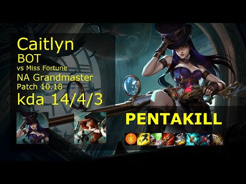 Caitlyn ADC & Lux vs Miss Fortune & Janna - NA Grandmaster 14/4/3 Patch 10.18 Gameplay