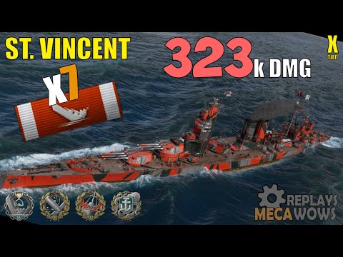 St. Vincent 7 Kills & 323k Damage | World of Warships Gameplay