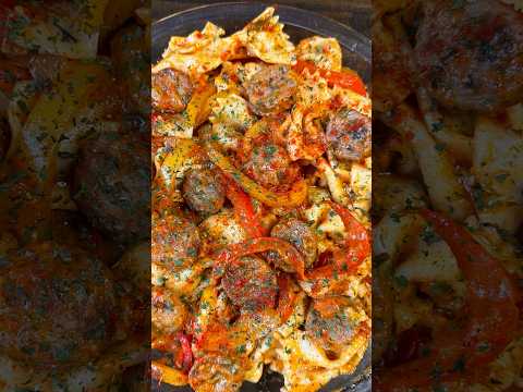 , title : 'Bow tie pasta with sausage& peppers #youtubeshorts'