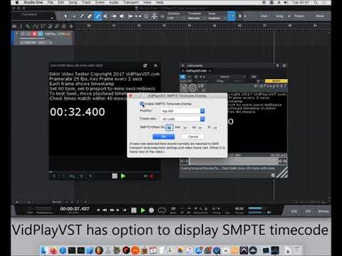 PreSonus Studio One technique: dual synchronised video windows with SMPTE timecode display