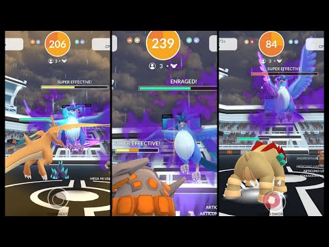 Shadow Articuno Raid in Pokémon GO with 3 Trainers without Purified Gems #shadowraids #articuno