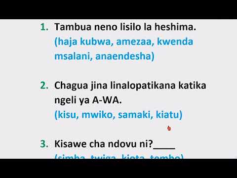GRADE 5 MASWALI YA KISWAHILI // CBC.