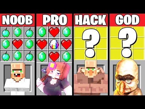 Minecraft Battle: VILLAGER FAMILY CRAFTING CHALLENGE - NOOB vs PRO vs HACKER vs GOD ~ Animation