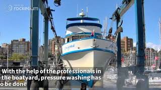 How pressure washing is done at boatyards?