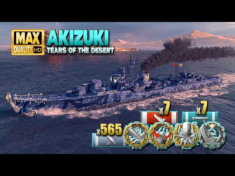 Destroyer Akizuki: MVP on map "Tears of the Desert" - World of Warships