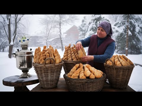 Baking Traditional Turkish Sesame Bread on a Freezing Winter Day… 🔥🍞