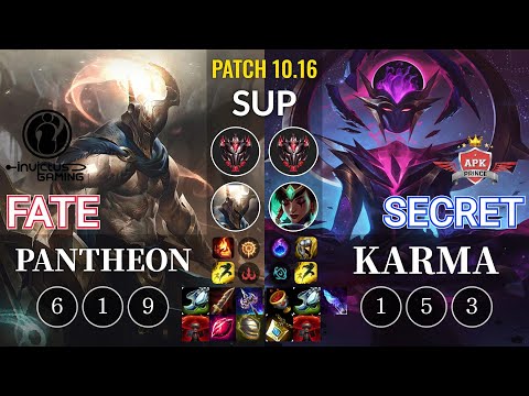 IG Fate Pantheon vs APK Secret Karma Sup - KR Patch 10.16