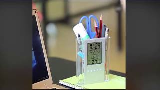 Pen Holder Clock  With Calendar,Day and Temprature
