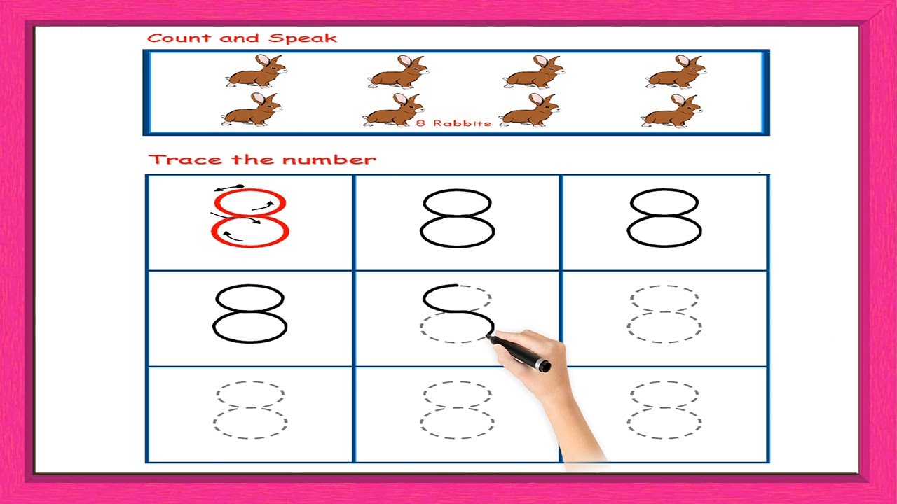 How to write Number 8 | Tracing | How to write numbers | Tracing Numbers Worksheets | Preschool
