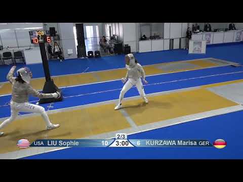 2023 Day02 T32 08 F S Individual Cadet Plovdiv BUL CHM YELLOW KURZAWA GER vs LIU USA