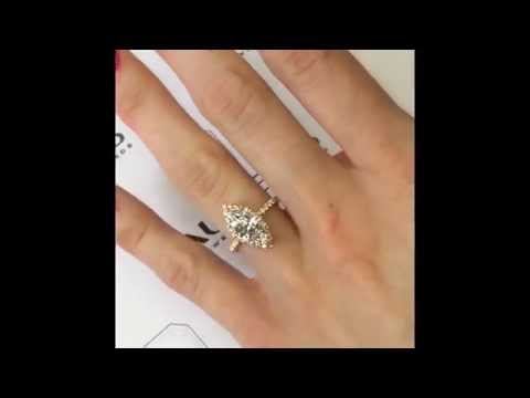 Marquise Diamond Engagement Ring in Rose Gold Micropave Halo