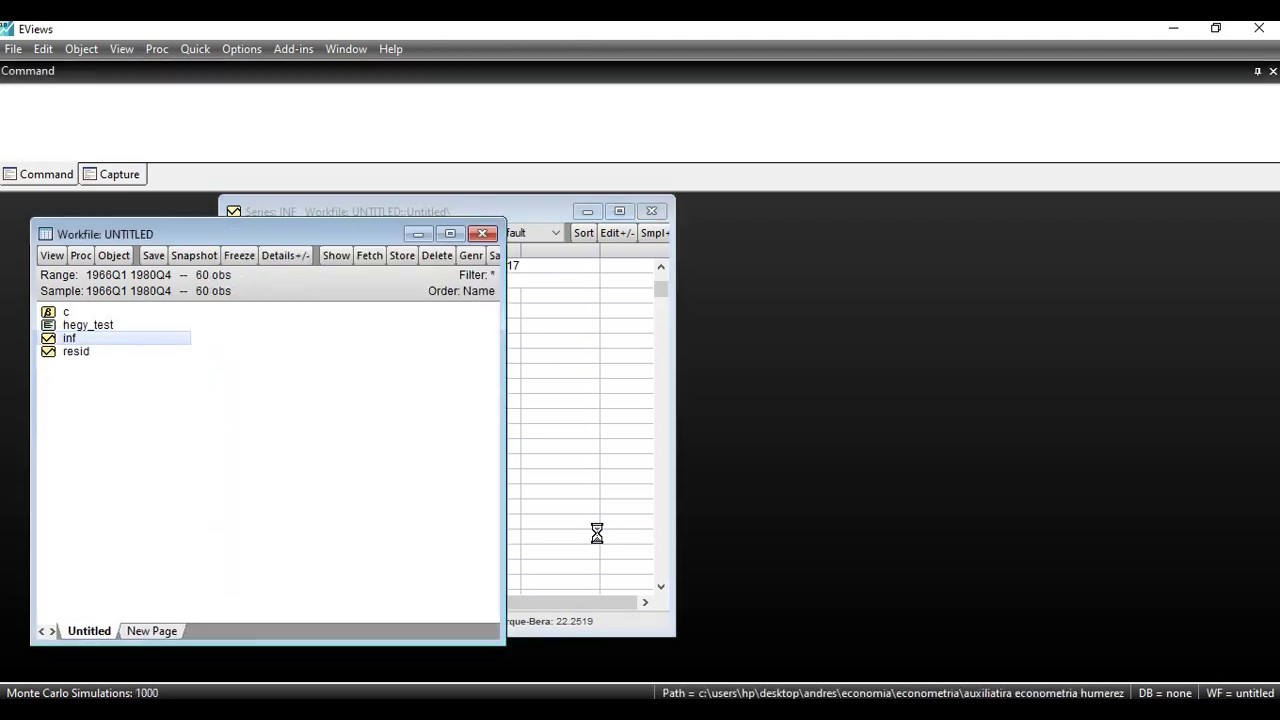 Identificación y Estimación de Modelo ARIMA en Eviews (Test Dickey-Fuller y Test HEGY)