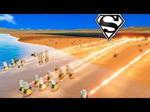 PHALANX CIWS Landing vs SUPERMAN BEACH ARMY | Ultimate Epic Battle Simulator 2 UEBS 2