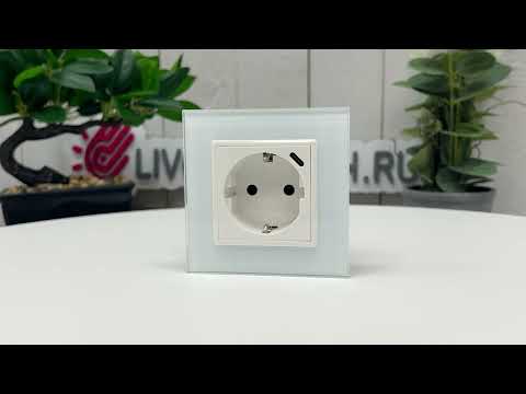 Розетка электрическая с USB type-C, блоком питания 18W Livolo, 1 пост, цвет белый VL-C7CTF16A.UC18W-2WP
