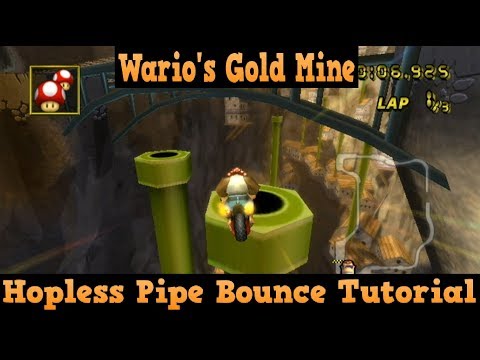 [MKW] How to do the Wario's Gold Mine Hopless Pipe Bounce (w/ commentary)
