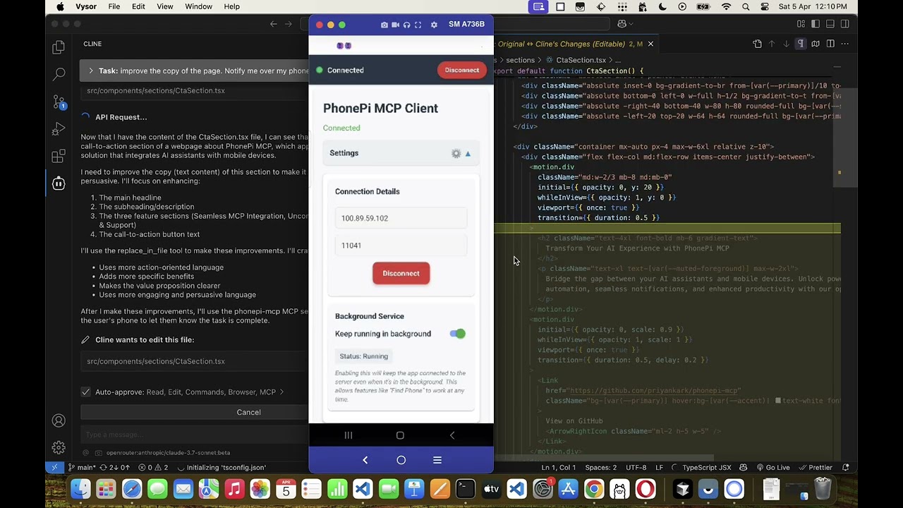 Get notifications on your phone when Cline completes long running tasks!