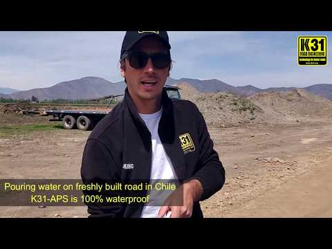 Water test and dust control test on K31-APS road in Chile