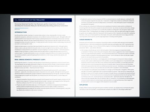 Economy Statement by Eric Van Nostrand, performing duties of Assistant Secretary for Economic Policy