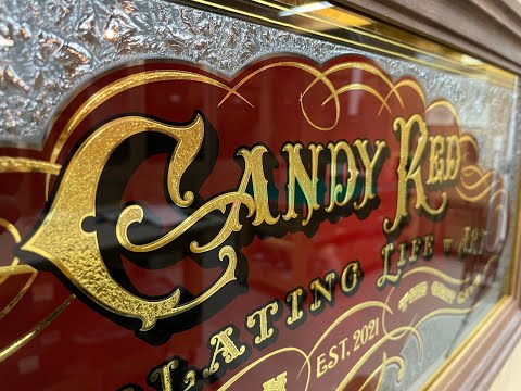 MAKING, -Candy Red-Japan agave shop's GOLD LEAF Glass Sign (ASMR)