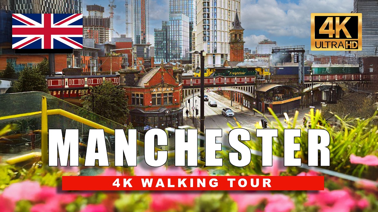 Immersive street-level walking tour through Manchester Piccadilly, United Kingdom, showcasing authentic urban landscapes, local architecture, and the vibrant atmosphere of the city's neighborhoods