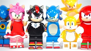 Sonic the Hedgehog Shadow Knuckles Tails Silver Super Sonic Metal Sonic Unofficial Lego Minifigures