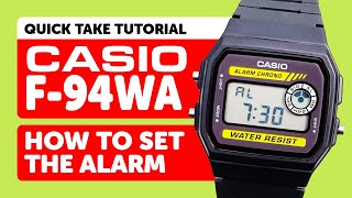 CASIO F-94W (1071) - HOW TO SET THE ALARM and HOURLY SIGNAL
