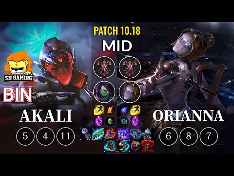 SN Bin Akali vs Orianna Mid - KR Patch 10.18