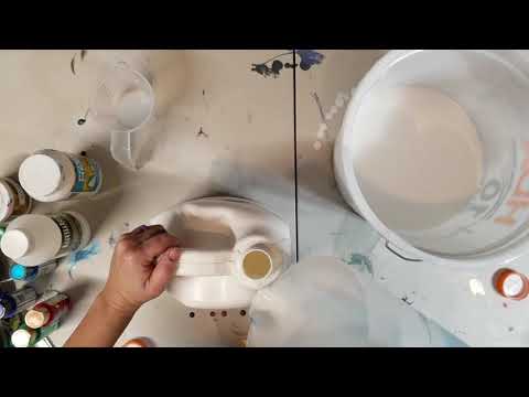 Acrylic Pour flip cup &  how to make my NEW POURING MEDIUM RECIPE also Tutorial on vinyl & Resin