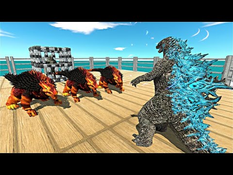 Godzilla Battles on Death Course | Colorful Anguirus vs Godzilla - Animal Revolt Battle Simulator