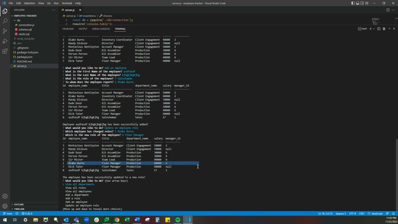 Module 12 Challenge: SQL - Employee Tracker