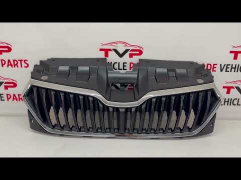 For Skoda Fabia MK3 2018-21 Front Bumper Main Grille Mat Black With Chrome Moulding video