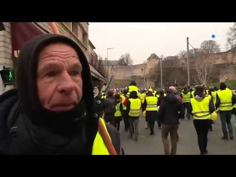 Manifestation ds gilets jaunes à caen reportage France 3 Normandie JTM