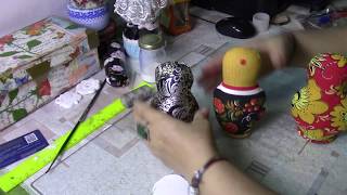 Ложка матрешка из пластиковой ложки и ткани
