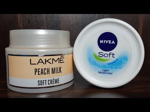 Lakme peach milk soft cream vs nivea soft cream review, soft cream for dry skin, moisturizing cream Video