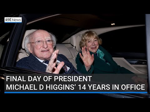 Irish President Michael D Higgins departs Áras an Uachtaráin as his 14 years in office come to end