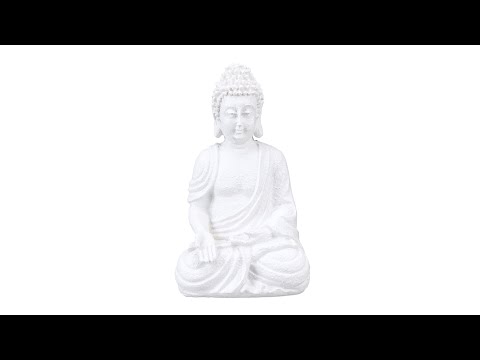 Weiße Buddha Figur 17,5 cm Weiß - Kunststoff - Stein - 10 x 18 x 8 cm