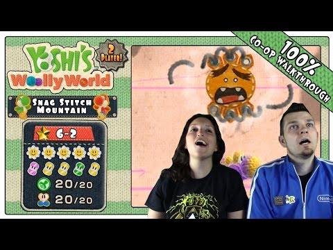 Yoshi's Woolly World - Co Op 100% Walkthrough Part 47 - World 6-2 | Snag Stitch Mountain!