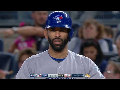 TOR@NYY: Bautista breaks his bat, plates Pillar