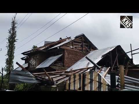 Strong winds and hailstorms in different villages of  Shopian, caused damage to several rooftops of residential houses and severely affected apple crops, leaving farmers facing significant losses.