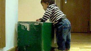 Jugando con la caja del Pino de Navidad