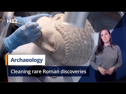 Cleaning reveals remarkable new details on rare Roman busts uncovered in HS2 dig